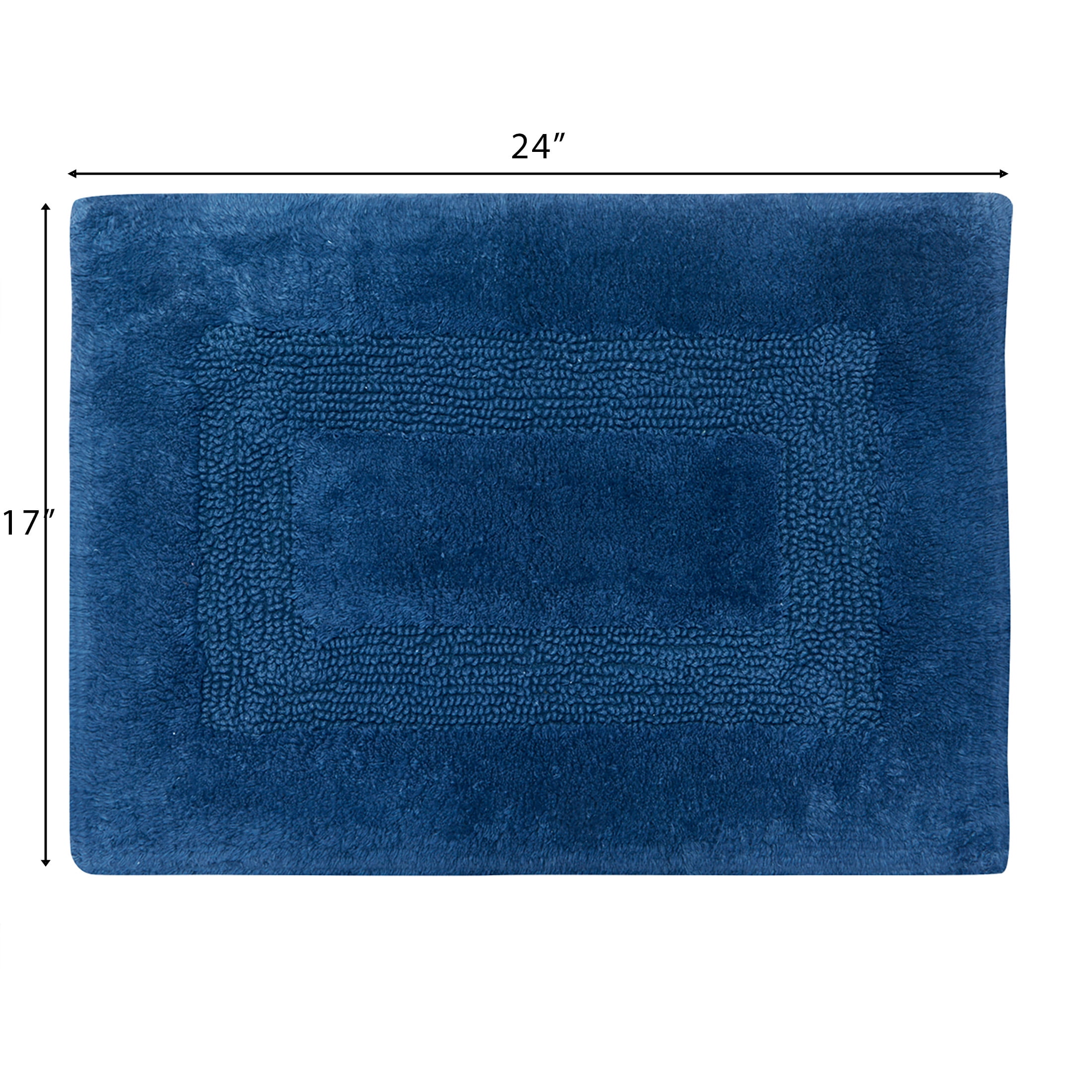 Mainstays Racetrack 100% Cotton Navy Bath Rug, 17" x 24", Non-slip bath rug