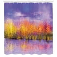 thumbnail image 3 of Ambesonne Autumn Shower Curtain, Fall Season Trees River, 69"Wx84"L, Lavender Yellow, 3 of 3