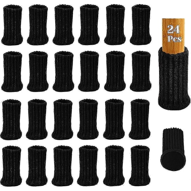 Pack of 24 Chair Leg Socks, Furniture Socks with Felt Pads, Elastic Knitted Furniture Booties, Double Layered, Non-Slip Floor Protection Chair Protect
