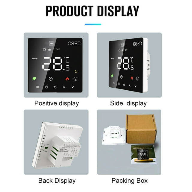 Thermostat Intelligent pour Maison Écran Tactile Contrôle de Température Programmable IP20 Protection Mode Auto/manuel Thermostat Numérique pour Chauffage par le Sol 3A Eau