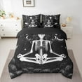 thumbnail image 2 of Manfei Bohemian Skeleton Skull Bedding Comforter Set 7pcs, Hippie Western Yoga King Bedding Sets, Astrology Planet Galaxy Reversible Bed Sheets, Super Cozy Room Decor, 2 of 7