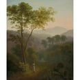 thumbnail image 2 of Samuel Birmann 20x23 Gold Ornate Framed and Double Matted Museum Art Print Titled - Italian Landscape with Women at a Fountain (Landscape at Tivoli), 2 of 4
