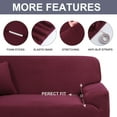 thumbnail image 5 of PiccoCasa Velvet Plush Stretch Sofa Slipcover with Cushion Cover, Burgundy Large, 5 of 6