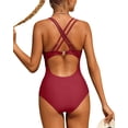 thumbnail image 6 of BeautyIn Women V Neck One Piece Swimsuits Double Strappy Monokini Bathing Suits, 6 of 7