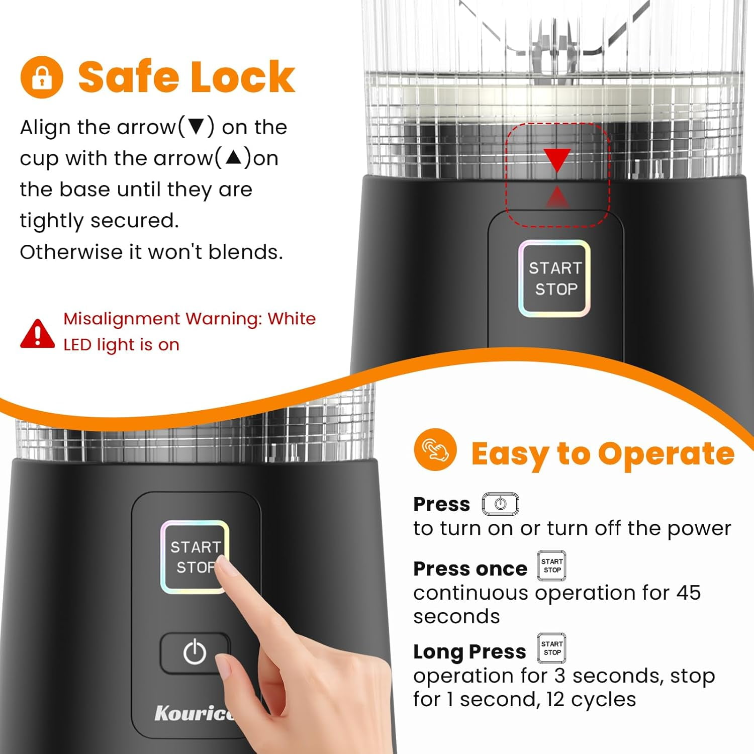 Personal Size Portable Blender for Shakes & Smoothies with TurboForce Motor