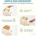 thumbnail image 6 of Ultrean 2 Slice Toaster with Extra Wide Slot, Retro Stainless Steel Toaster, Small Cute Toaster with Removable Crumb Tray, 6 Browning Settings, Cancel, Bagel, Deforest Functions, 825 W, White Cream, 6 of 10