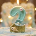 thumbnail image 4 of Seashell Pearl Cake Topper, Nautical Birthday Decor, Birthday Candles Number 2 Candle,Handmade Shell Candle Cake Topper,Mermaid Beach Theme Birthday Party Favors Decorations, Shell and Conch Number 2, 4 of 6