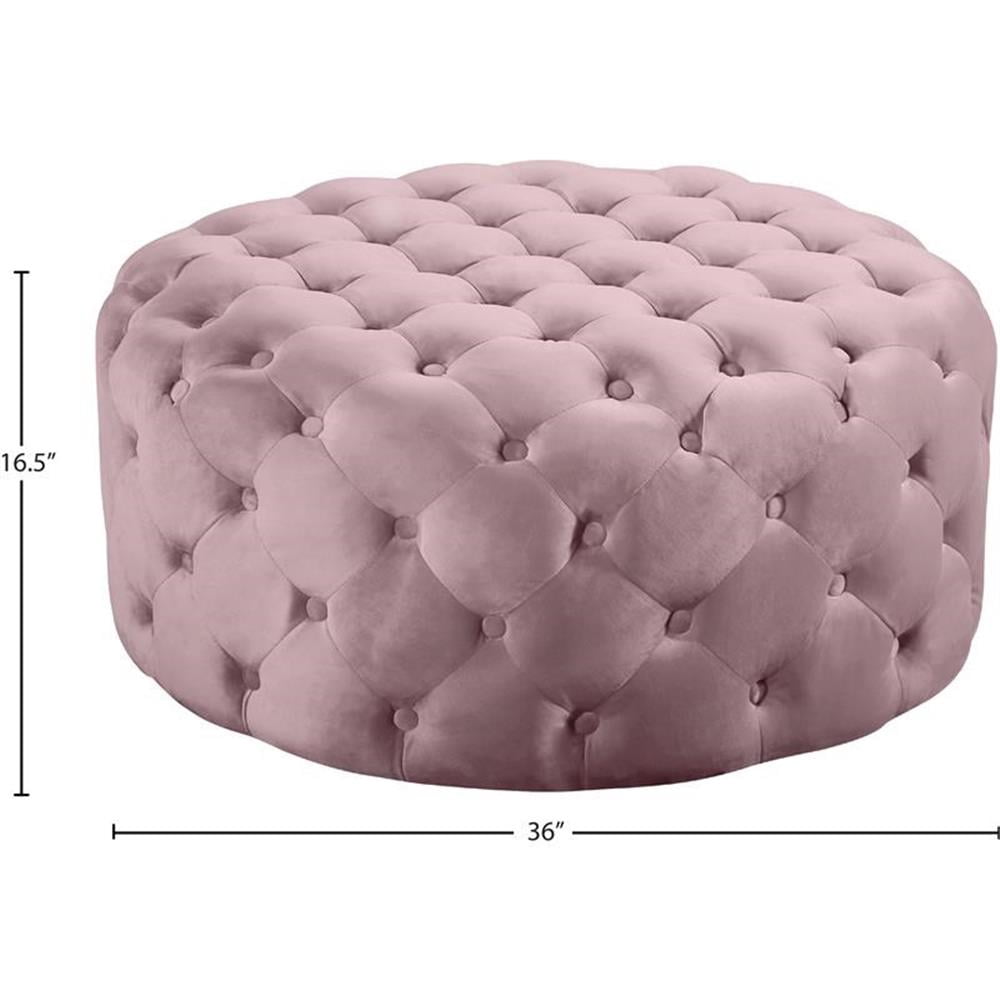 Pemberly Row Modern Button Tufted Pink Velvet Ottoman and Bench