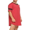 thumbnail image 3 of Men Summer Short Sleeve Pajamas V Neck Stripe Irregular Hem Long Sleepshirts, 3 of 8
