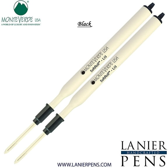 Lanier Combo Pack - 2 Pack - Monteverde Soft Roll Ballpoint L13 Paste Ink Refill Compatible with most Lamy Style Ballpoint Pens - Black (Medium Tip 0.7mm)