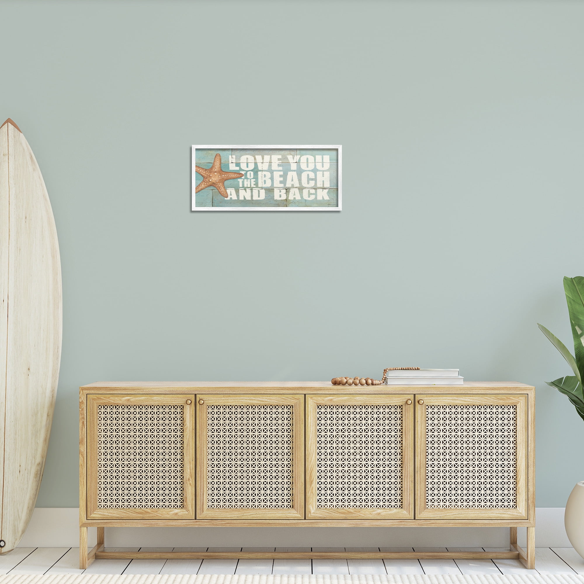 Stupell Industries Beach & Back on Bricks Animals & Insects Painting White Framed Art Print Wall Art, 24 x 10