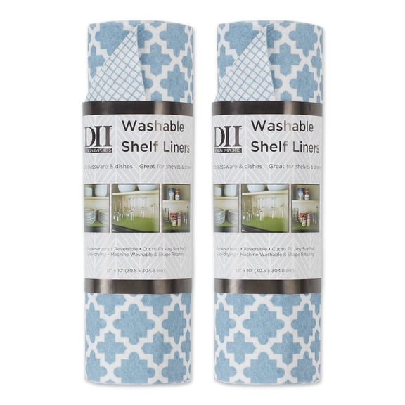 Set of 2 Vibrant Stonewash Blue Unique Lattice Shelf Liner, 10'