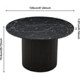 thumbnail image 2 of 47" Round Dining Table for 4, Modern Farmhouse Marble-Look Foiled Top with MDF Striped Base, Kitchen & Dining Room Tables - Black, 2 of 8