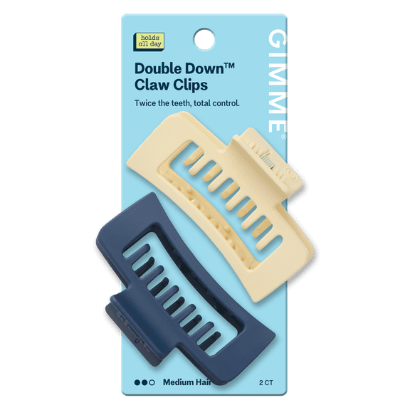 Gimme Beauty Cream And Navy Double Teeth Claw Clips For Medium Hair