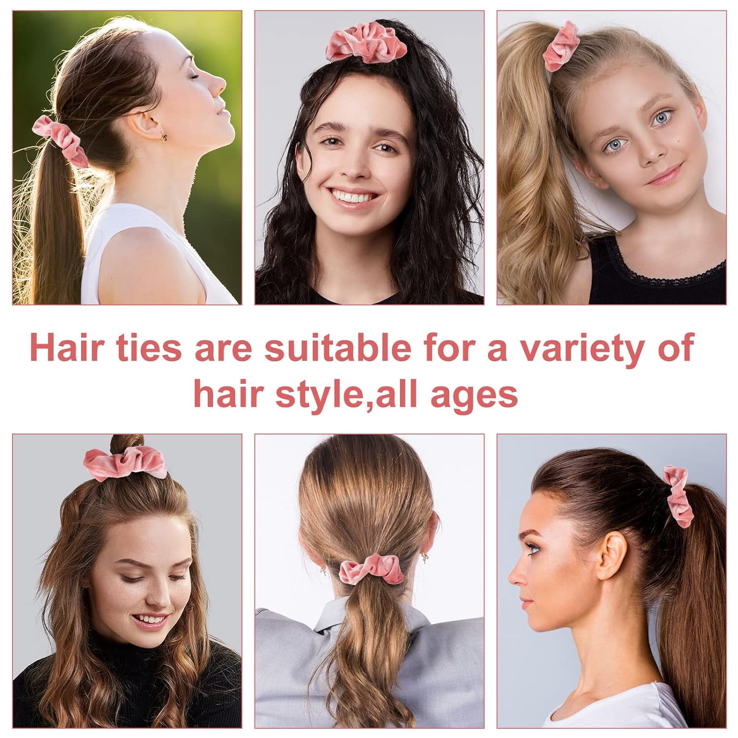 12 Pieces Hair Scrunchies Velvet Elastics Scrunchy Bobbles Soft Hair Bands Hair Ties for Women Teenage Girls (Dusty Pink)