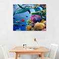 thumbnail image 2 of JRXY Bathroom Canvas Wall Art Sea Turtle Wall Decor for Living Room Colorful Fish Coral Dolphin Ocean Theme Underwater World Pictures for Bedroom Navy Seascape Artwork Framed 16x12in, 2 of 6
