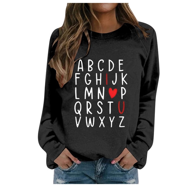 TINZ Chandail à Capuche Tendance pour Femmes, Imprimé Lettre, Col Rond, Automne & Hiver, Manches Longues, Veste à Cordon, Chandails en Molleton Col pour Femmes