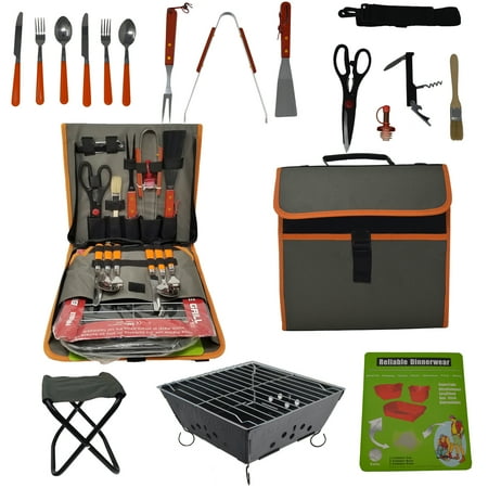 Weber Bbq Tools - Barbecue Grilling Set with 22 Pieces, Grill Tools, Chair, For Camping, Picnic