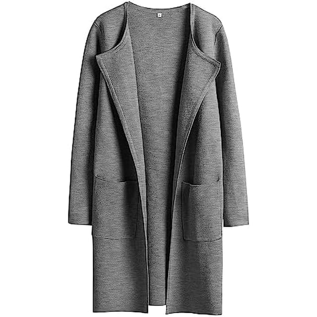 ANRABESS Cardigan en Tricot à devant Ouvert pour Femmes, Manches Longues, Col à Revers, Décontracté, Uni, Élégant, Veste Chandail