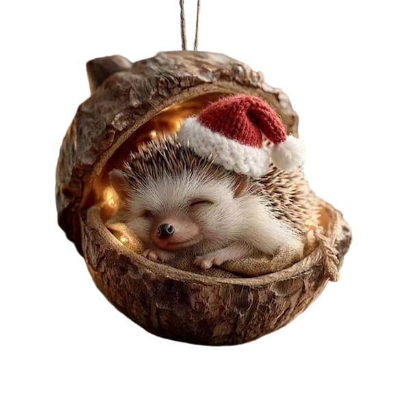3D Forest Animal Acorn Ornaments, Woodland Christmas Decor with Realistic Animal Figures, Resin Hanging Ornaments for Christmas Tree, Home, Party Decor, Cozy Forest Theme Collection
