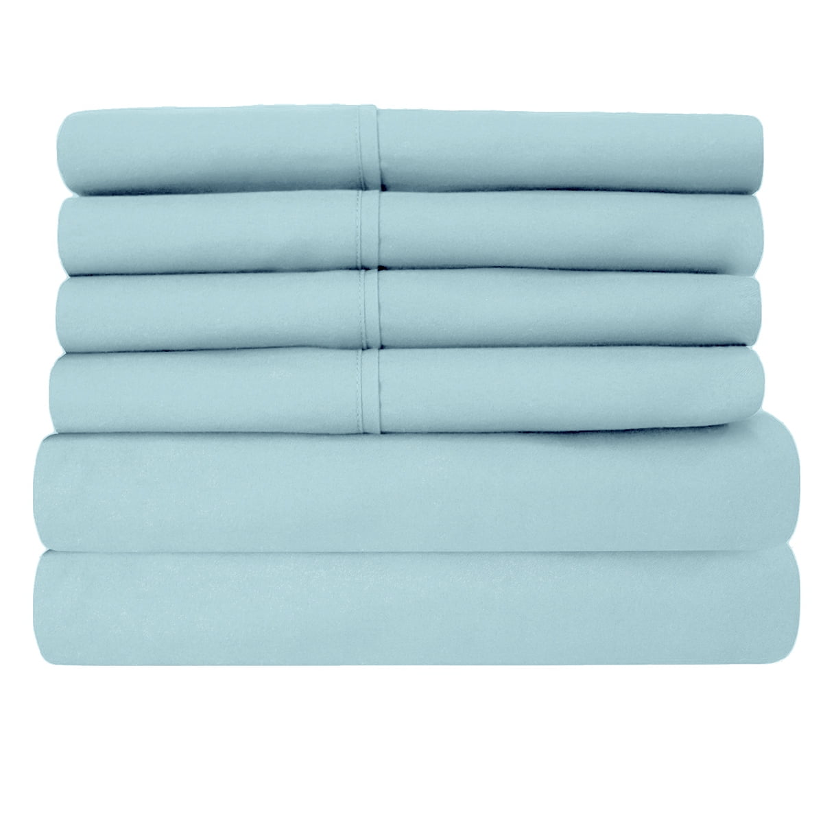 Luxury Home Super-Soft 1600 Series Double-Brushed 6 Pcs Bed Sheets Set (Queen, Sky Blue)