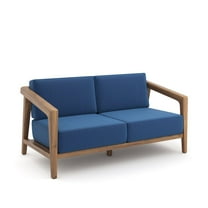 New Classic Furniture Bali Solid Wood Patio Loveseat in Dark Blue