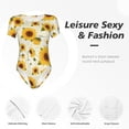 thumbnail image 4 of Vsdgher European-style Pattern Sunflower A Prinr Short Sleeve Body suit for Womens, Sexy Onesie One Piece Round Neck Bodysuit Shapewear Tummy Control-Small, 4 of 7