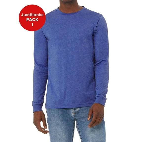 JustBlanks Jersey Long Sleeve Tee 2 Ribbed Cuffs Cover Stitched Collar Side Seams