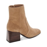 AQUA COLLEGE Womens Brown Pull Tab Padded Winder Pointed Toe Block Heel Zip-Up Leather Booties M main image 1