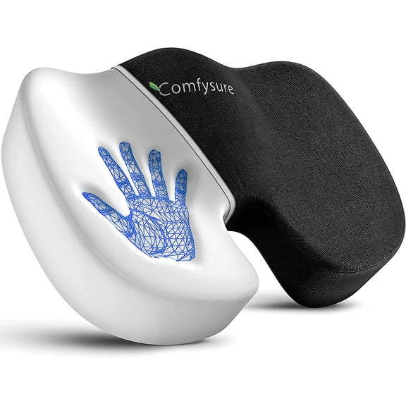 Memory Foam Seat Cushion with Removable Microfiber Cover - Coccyx, Tailbone, Sciatica, Lower Back Support and Pain Relief - Fits Most Office, Desk, Computer Chairs and Car Seats – by ComfySure