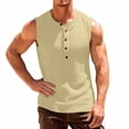 thumbnail image 5 of zfhfof Men's Casual Tank Tops Waffle Knit Henley Shirts Summer Beach Hippie Shirt Button Sleeveless Workout Gym Muscle T-Shirt, 5 of 8