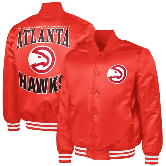 Men's G-III Sports by Carl Banks Red Atlanta Hawks Adaptive Bold Logo Satin Varsity Jacket
