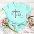 thumbnail image 2 of Alun Easter T Shirts for Women He Is Risen T-Shirt Crewneck Short Sleeve Easter Gift Bible Verse Tee Tops Ladies Casual Letter Print Festival Stylish Outfit Mint Green L, 2 of 5