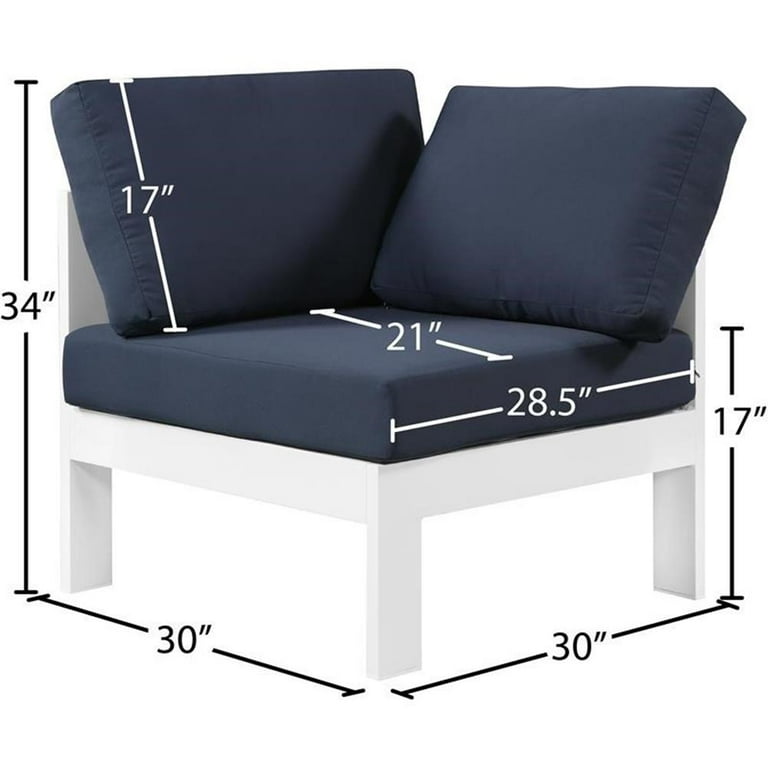 Meridian Furniture Nizuc Outdoor Patio White Aluminum Modular Corner Chair Meridian Furniture Nizuc Outdoor Patio White Aluminum Modular Corner Chair