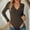 Coffee, variant on Lilgiuy Trendy Women's Casual Long Sleeve Charming V-Neck Ladies Solid Color Long Bodysuits for Commuting