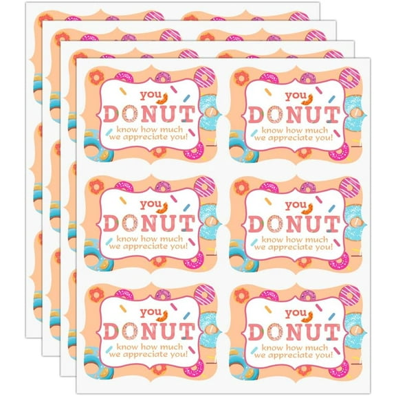 Donut Know How Much We Appreciate You Stickers Colorful Appreciation Label Decal 1.5x2inch 300Pcs