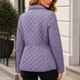 thumbnail image 4 of EOYWHK Puffer Jacket for Women Soft Warm Notch Collar Snap Button Solid Color Long Sleeve Winter Coats Purple M, 4 of 7