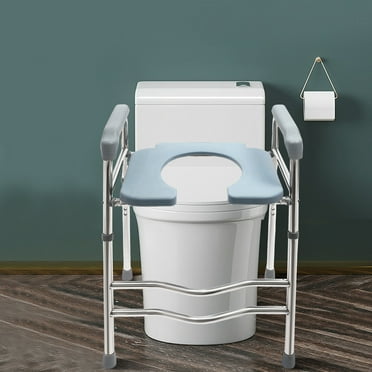 Modern Adjustable Height Large Space Raised Toilet Seat, Support Toilet Chair, Raised Toilet Seat Floor Mount