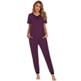 thumbnail image 2 of Ekouaer Pajamas for Women Set 2 Piece Lounge Set Short Sleeve Pjs Joggers Long Pants Sleepwear with Pockets, 2 of 5