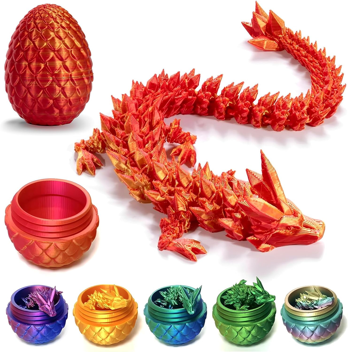 Home Office Desk Decor3D Printed Dragon Egg Crystal 3D Dragon Fidget Toys for Adult Articulated Dragon Egg Surprise Dragon Gifts,3pcs