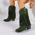 thumbnail image 4 of SACFOF Fringe Cowboy Boots for Women Wide Mid Calf Cowgirl Boots with Studded, Pointed Toe Chunky Heel Trendy Western Boot, 4 of 6