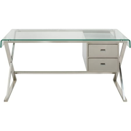 Safavieh Tyson Desk Tyson 55 1 Wide Glass Desk Walmart Com
