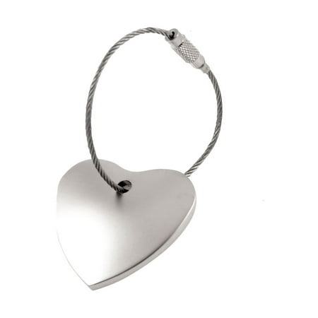 Silver Clover Key Pendant - Metal Heart Shaped Pendant Key Ring Chain Silver Tone