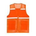 thumbnail image 3 of RUNQHUI Men Women Zipper High Visibility Reflective Safety Vest Construction Work Mesh Fabric Work Clothes Orange 175, 3 of 5