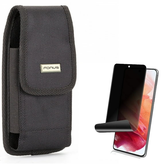 Case Belt Clip and Privacy Screen Protector for Samsung Galaxy S22 Phone - Swivel Holster Rugged Cover & TPU Film Fingerprint Works Anti-Peep Anti-Spy Accessory Bundle