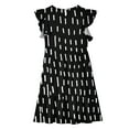 thumbnail image 3 of Juslio Girls Dress Summer Beach Ruffle Sleeve Round Neck A-line Knee Length Casual Black Sundress, 3 of 8