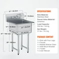 thumbnail image 3 of KFFKFF Commercial Utility Sink in Stainless Steel, Single Basin with Faucet & Legs, Dimensions 21"x41", Ideal for Garage, Eatery, Kitchen, Laundry Room, Certified by, 3 of 8