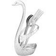 thumbnail image 1 of Dinnerware Set Exquisite Stainless Steel Swan-Shaped Fork Spoon Holder Fruit Dessert Flatware with 3 Spoons 3 Forks(Patterned - Silver), 1 of 7