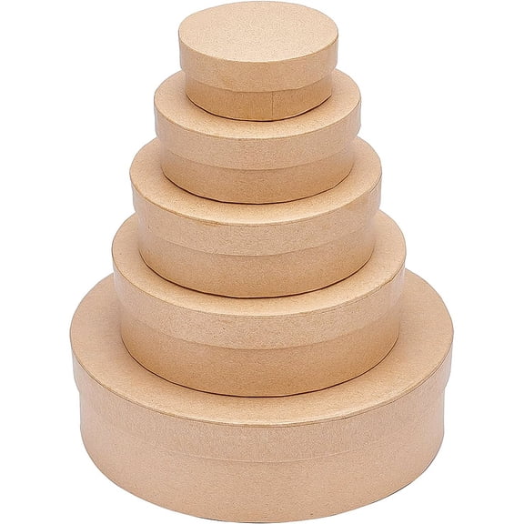 Kraft Cardboard Paper Jewelry Gift Boxes Flat Round BurlyWood 65x27mm diy