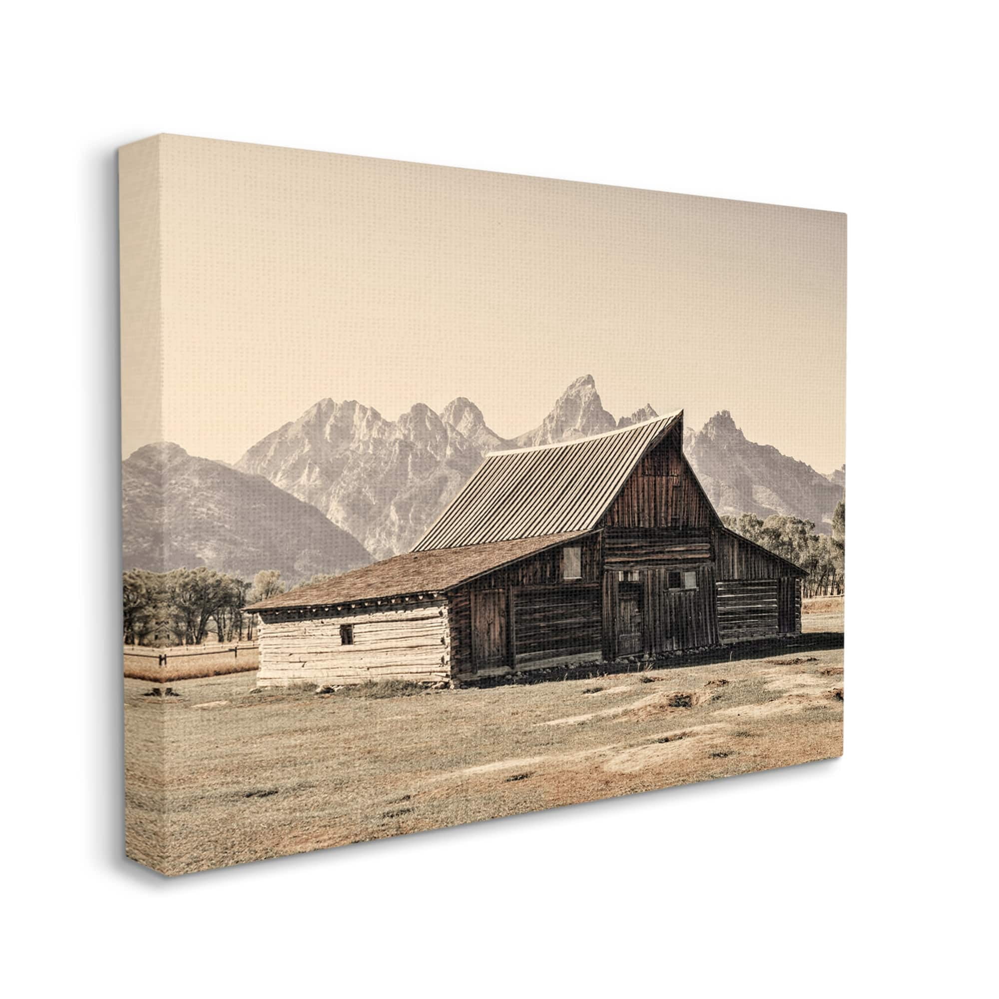 Stupell Rural Cabin Nature Mountain Peaks Landscape Photography Gallery Wrapped Canvas Print Wall Art
